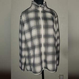 Eddie Bauer women's zip up sweatshirt size 2XL white and grey plaid